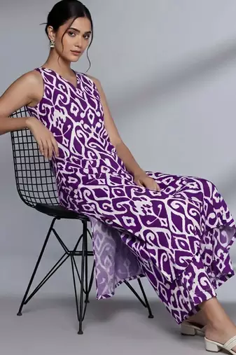 smart women printed kurta with palazzos