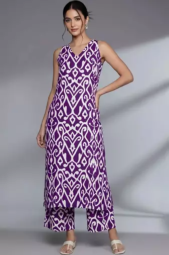 smart women printed kurta with palazzos