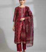 formal women printed kurta with trousers with dupatta