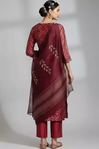 formal women printed kurta with trousers with dupatta