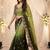 green embellished embroidered poly georgette heavy work saree