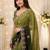 green embellished embroidered poly georgette heavy work saree