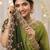 green embellished embroidered poly georgette heavy work saree
