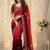 red embellished embroidered poly georgette heavy work saree