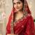 red embellished embroidered poly georgette heavy work saree