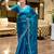 blue woven design poly chiffon saree