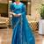 blue woven design poly chiffon saree