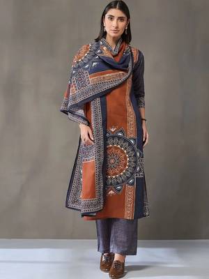 formal women printed kurta with trousers with dupatta 2