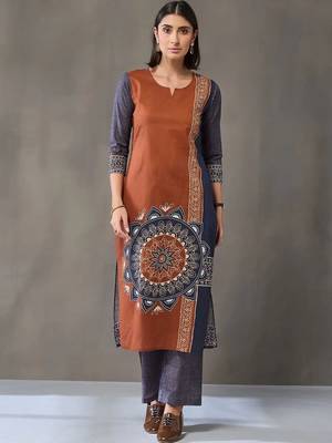 formal women printed kurta with trousers with dupatta 3