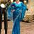 blue woven design poly chiffon saree