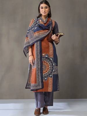 formal women printed kurta with trousers with dupatta 5