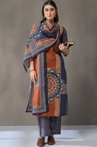 formal women printed kurta with trousers with dupatta