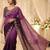 purple embellished embroidered poly georgette heavy work saree