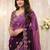 purple embellished embroidered poly georgette heavy work saree