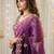 purple embellished embroidered poly georgette heavy work saree