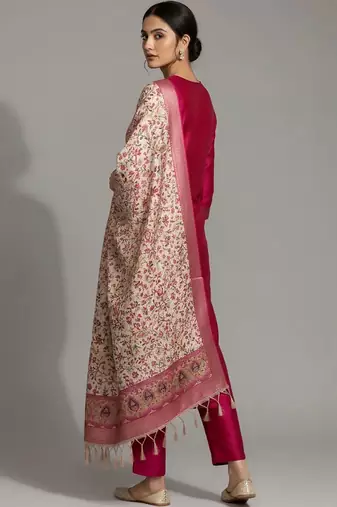structured women kurta with trousers with dupatta