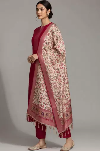 structured women kurta with trousers with dupatta