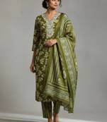 formal women printed kurta with trousers with dupatta