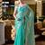 turquoise embellished sequinned poly chiffon saree