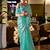 turquoise embellished sequinned poly chiffon saree