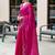 magenta woven design beads and stones poly chiffon saree