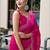 magenta woven design beads and stones poly chiffon saree