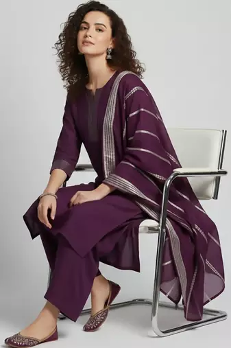 smart women kurta with palazzos with dupatta