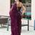burgundy floral embroidered sequinned saree