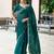 teal woven design poly chiffon saree