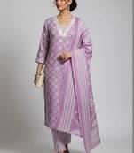 workwear women printed kurta with trousers with dupatta