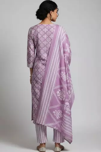 workwear women printed kurta with trousers with dupatta