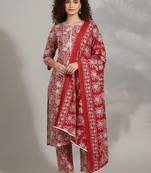 tailored women printed kurta with trousers with dupatta