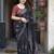 black ajrak printed block zari chanderi saree