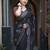 black ajrak printed block zari chanderi saree