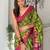green abstract printed ikat saree