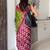 green abstract printed ikat saree
