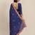 blue floral embroidered saree