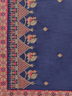 blue floral embroidered saree 5