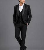 Black embroidered three-piece tuxedo set