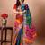 green embroidered bandhani saree