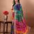 green embroidered bandhani saree