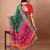 green embroidered bandhani saree