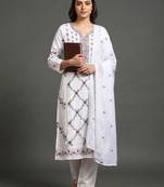 workwear women embroidered kurta with trousers with dupatta