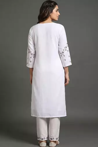 workwear women embroidered kurta with trousers with dupatta