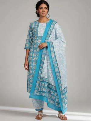 smart women printed kurta with patiala with dupatta 1