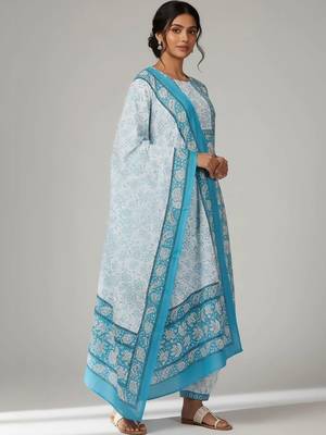 smart women printed kurta with patiala with dupatta 3