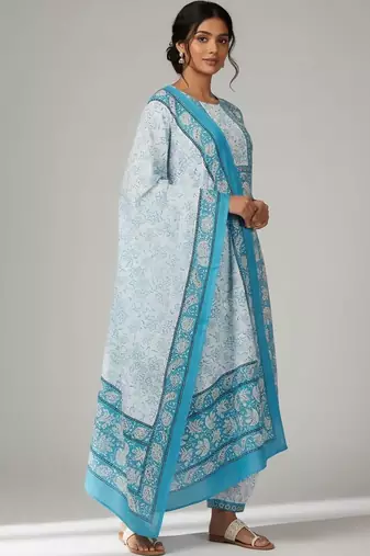 smart women printed kurta with patiala with dupatta