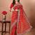 red embroidered bandhani saree