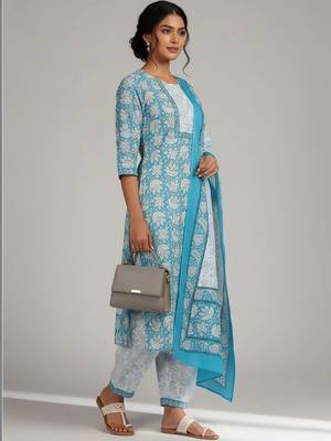 smart women printed kurta with patiala with dupatta 5