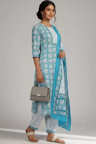 smart women printed kurta with patiala with dupatta